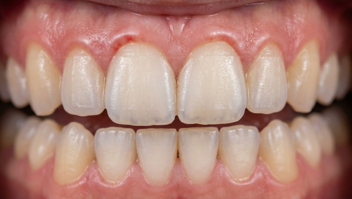 Whitening strip application with gum irritation