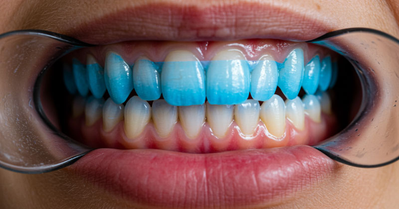 Whitening strip sensitivity close-up