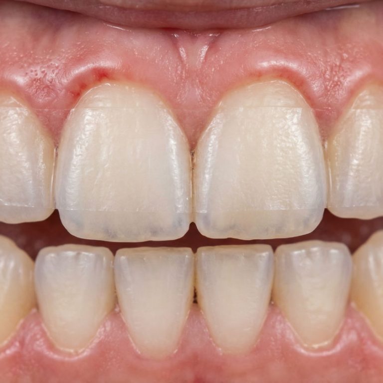 Whitening strip application with gum irritation